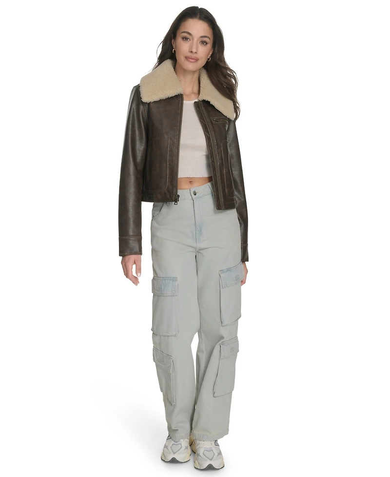Levi's Women's Regular Faux Leather Aviator Jacket
