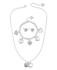 Guess 3-Pc. Cubic Zirconia Gold-Tone Necklace, Stud Earrings, and Bracelet Set
