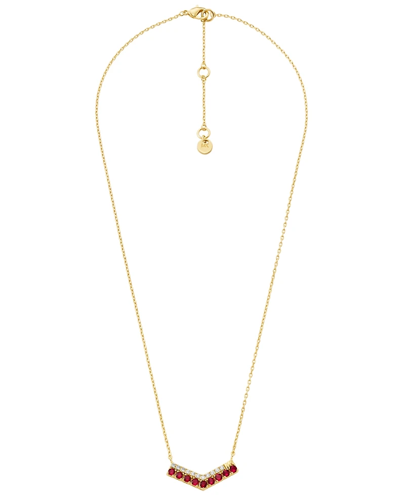 Michael Kors Gold Tone Pave Pendant Necklace