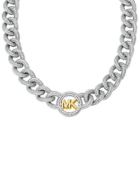 Michael Kors Two Tone Pave Logo Chain Necklace