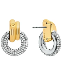 Michael Kors Two Tone Pave Torus Drop Earrings