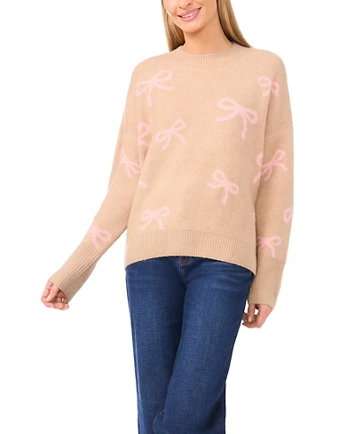 CeCe Women's Ribbon Print Pull On Sweater
