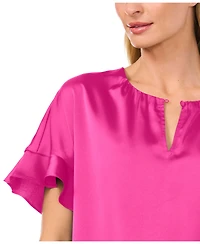 CeCe Women's Short-Sleeve Flutter Blouse