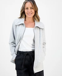 Style & Co Petite Heathered Full-Zip Tunic Sweatshirt, Macy's Exclusive