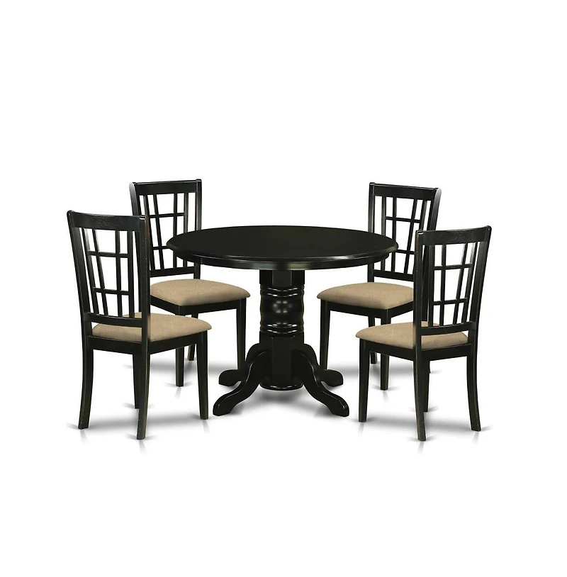 East West Furniture SHNI5-blk-c 5 Pc Dining room set - Dinette Table and 4 Dining Chairs