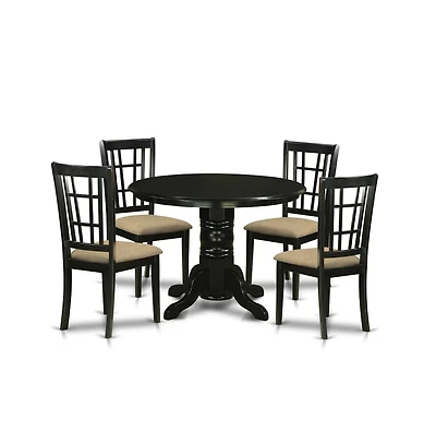 East West Furniture SHNI5-blk-c 5 Pc Dining room set - Dinette Table and 4 Dining Chairs