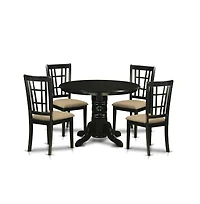 East West Furniture SHNI5-blk-c 5 Pc Dining room set - Dinette Table and 4 Dining Chairs
