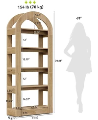 Tribesigns 5-Tier Kitchen Pantry Cabinet, Tall Freestanding Pantry Organizer with Arch Design, Wooden Storage Shelf