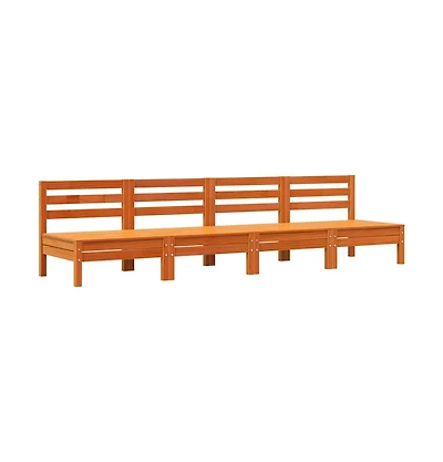 Patio Sofas Armless 4 pcs Wax Brown Solid Wood Pine