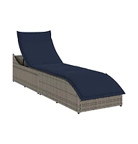Folding Sun Lounger Grey Pe rattan Standard Foldable