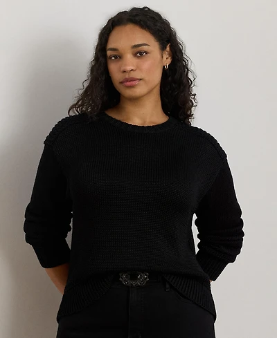 Lauren Ralph Plus Cotton-Blend Crew Neck Sweater