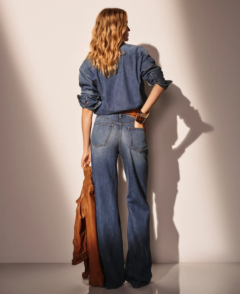 Lauren Ralph Lauren Women's High-Rise Wide-Leg Rigid Denim Jeans