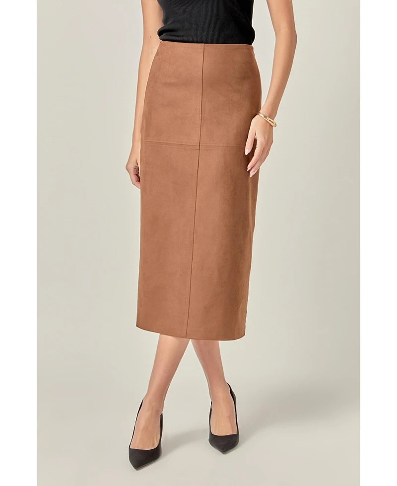 English Factory Women's Suede Midi Skirt