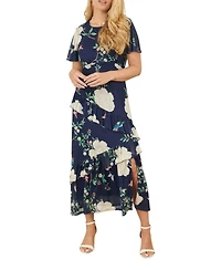 Yumi Women's Mesh Bird And Floral Print Midi Dress