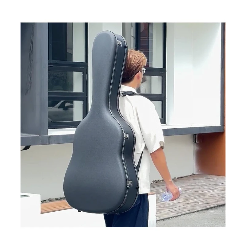 Yescom Ultralight Epp Acoustic Guitar Case with Headstock Protector 40/41 Inch Hard Shell Carrying Case with Shoulder Straps for Gig Travel Black