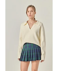 English Factory Women's Oversized Collar Knit Top