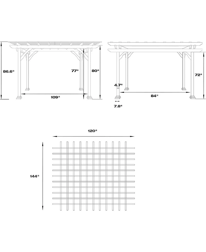 Aecojoy Wood Pergola 12'x10' Cedar Wood Gazebo, Outdoor Pergola for Patio Deck Garden Backyard and Patio