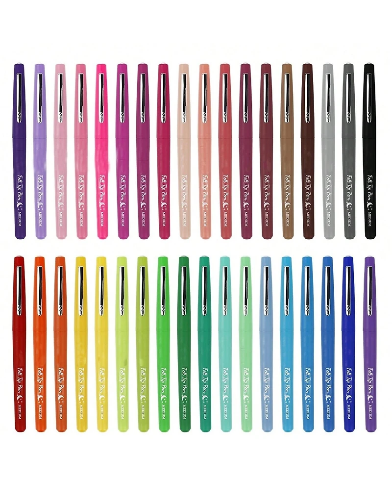 Htutwoo 10 Pcs Felt Tip Pens, Assorted Colors, For Journaling, Writing, Note Taking, Planner Coloring, Great For Art Office And School Supplies