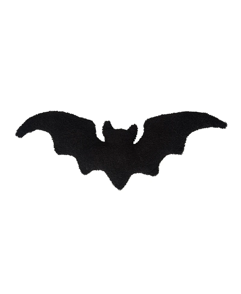 Black Bat Shaped Halloween Accent Pillow 10" x 22"