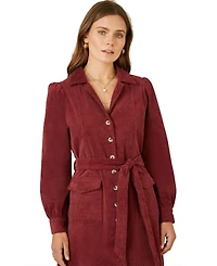 Yumi Women's Cord Midi Shirt Dress