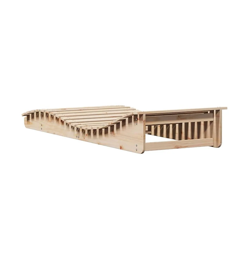 Sun Lounger Natural Pine Solid Pine Wood Large