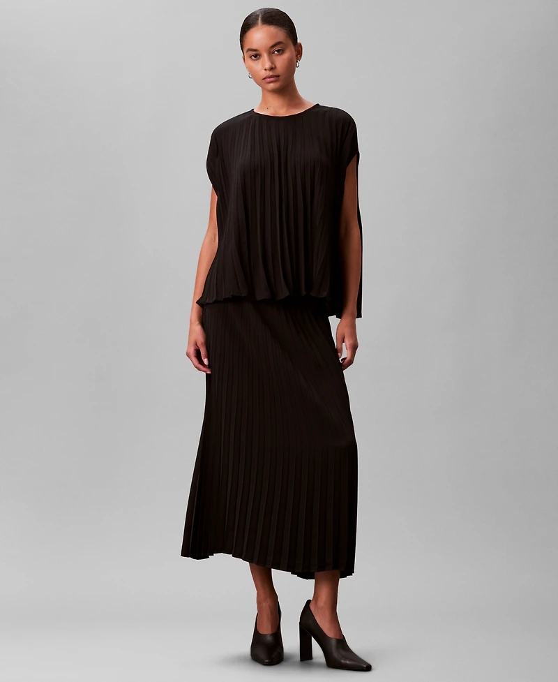 Calvin Klein Women's Pleated Short Sleeve Top