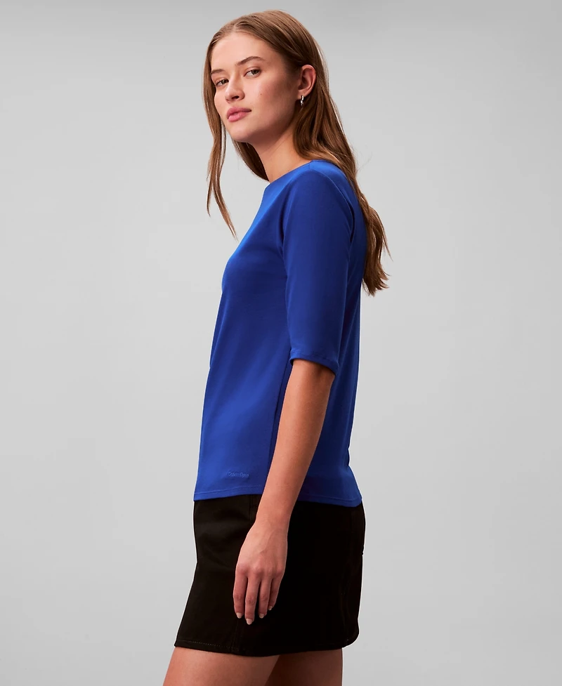 Calvin Klein Women's Half Sleeve Boat Neck T-Shirt