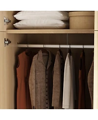 Wardrobe with Top Cabinet, Armoires with Hanging Rod, 2-Drawers, Storage Shelves,Bedroom Closet