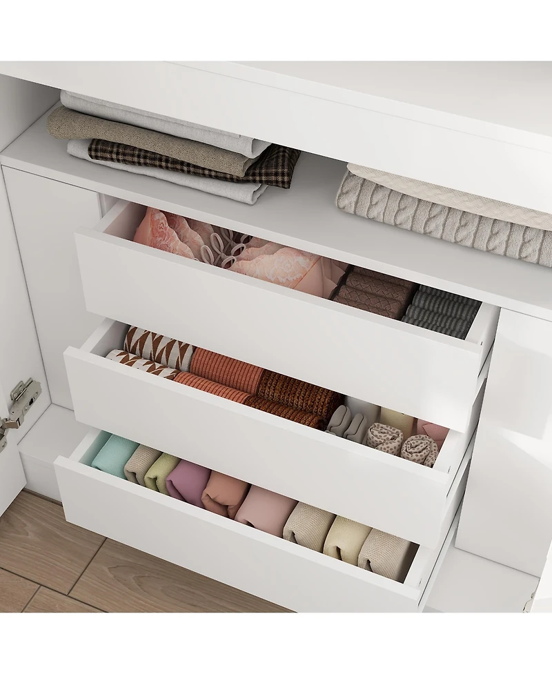 8-Door 3-Drawer Bedroom Armoire with Adjustable Shelves,Hidden Storage Compartments,Wardrobe