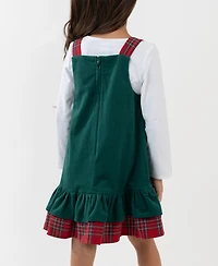 Rare Editions Girls 2T-6X 2-Piece Long Sleeves Top and Applique Detail Jumper Set