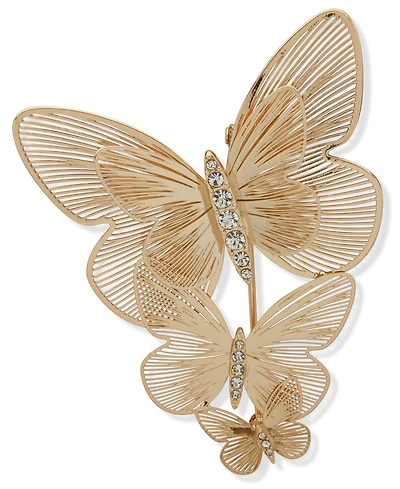 lonna & lilly Gold-Tone Dynamic Crystal Butterfly Pin