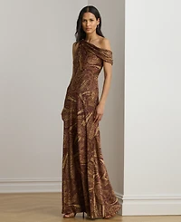 Lauren Ralph Women's Print Buckle-Trim Off-The-Shoulder Gown