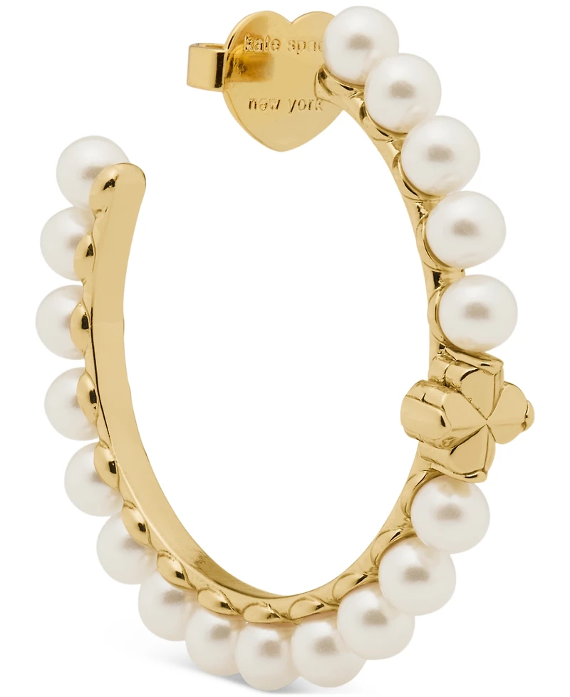 kate spade new york Imitation Pearl and Cubic Zirconia Hoop Earrings