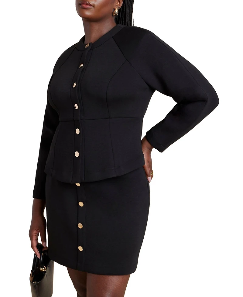 Eloquii Women's Strong Shoulder Nipped Waist Scuba Jacket