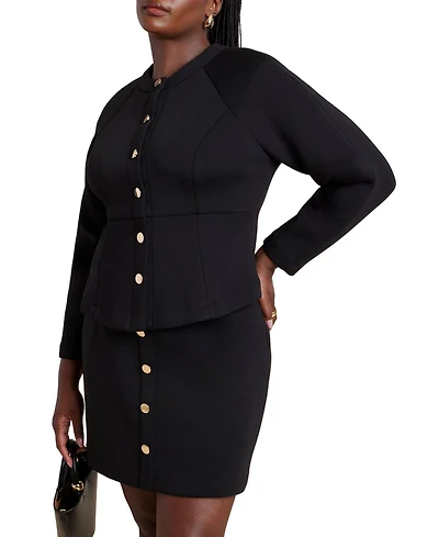 Eloquii Women's Strong Shoulder Nipped Waist Scuba Jacket