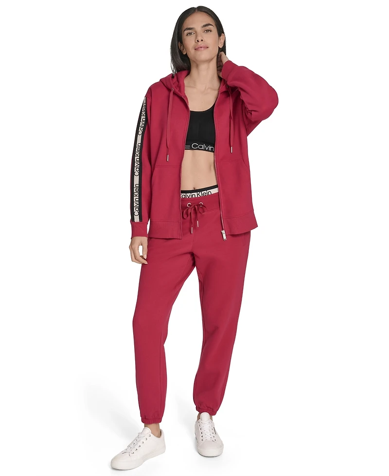 Calvin Klein Women's Fleece Logo Tape Hoodie Jacket