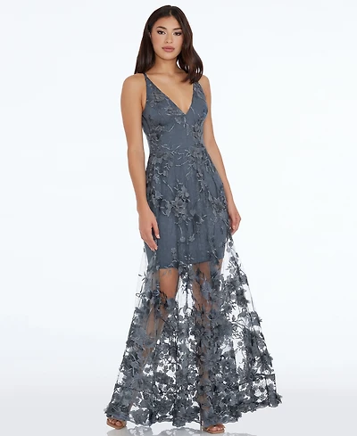 Dress the Population Women's Sydney Lace Floral-Applique Gown