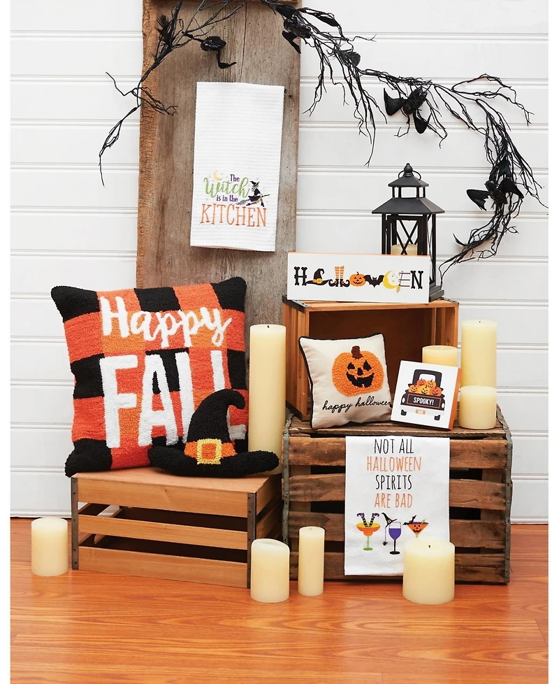 Happy Fall Hooked Throw Pillow, 18" x 18"