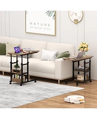 Aheaplus Height Adjustable C Table with Usb Port and Wheels