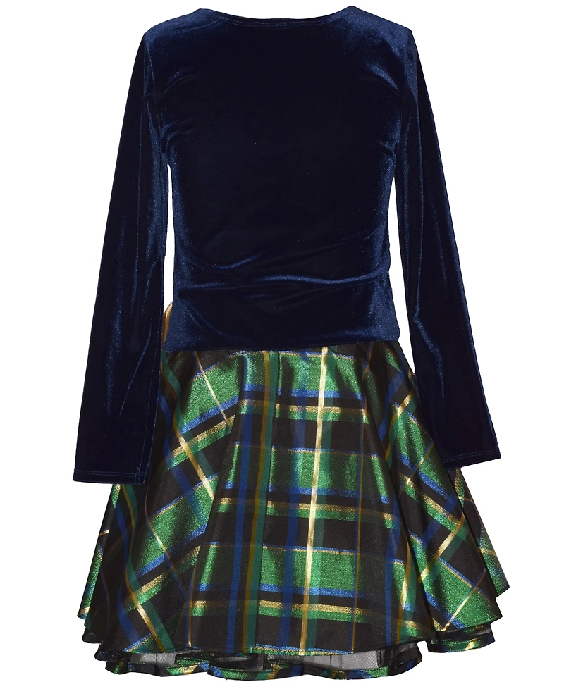 Bonnie Jean Girls 7-16 Long Sleeve Plaid Hipster Dress