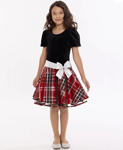Bonnie Jean Girls 7-16 Short Sleeve Plaid Hipster Dress