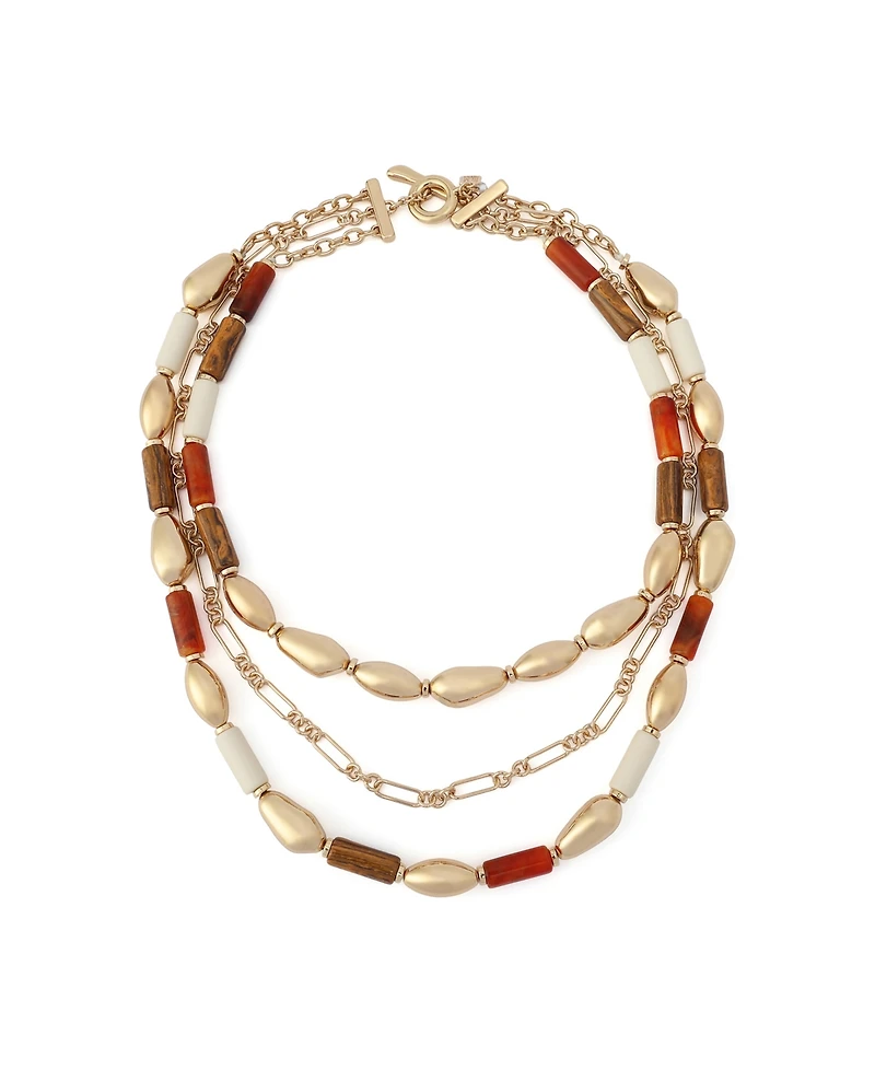 Robert Lee Morris Soho Mixed Stone Molten Beaded Layered Necklace
