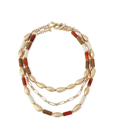 Robert Lee Morris Soho Mixed Stone Molten Beaded Layered Necklace
