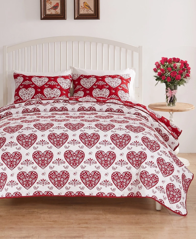 Greenland Home Fashions Lovebirds Woven Matelasse 2-Pc. Coverlet Set, Twin