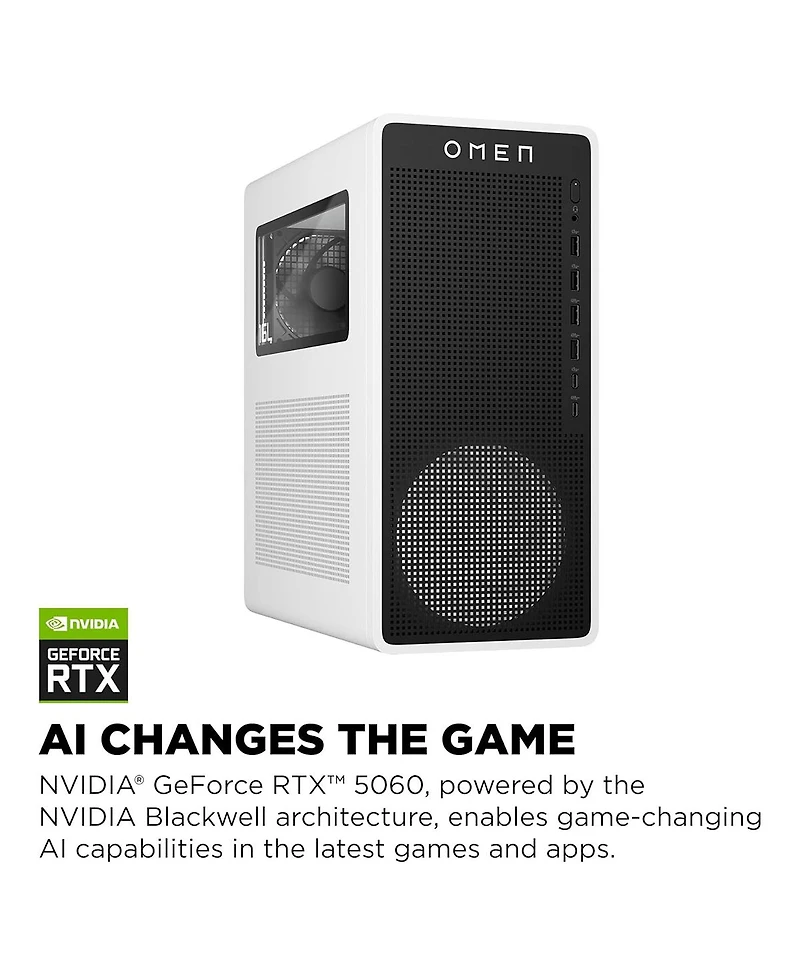 Hp Omen 16L TG03-0120 Gaming Desktop Computer, Intel Core Ultra 5 225F 3.3GHz, 16GB Ram, 1TB Ssd, Nvidia GeForce Rtx 5060 8GB, Windows 11 Home, Snow