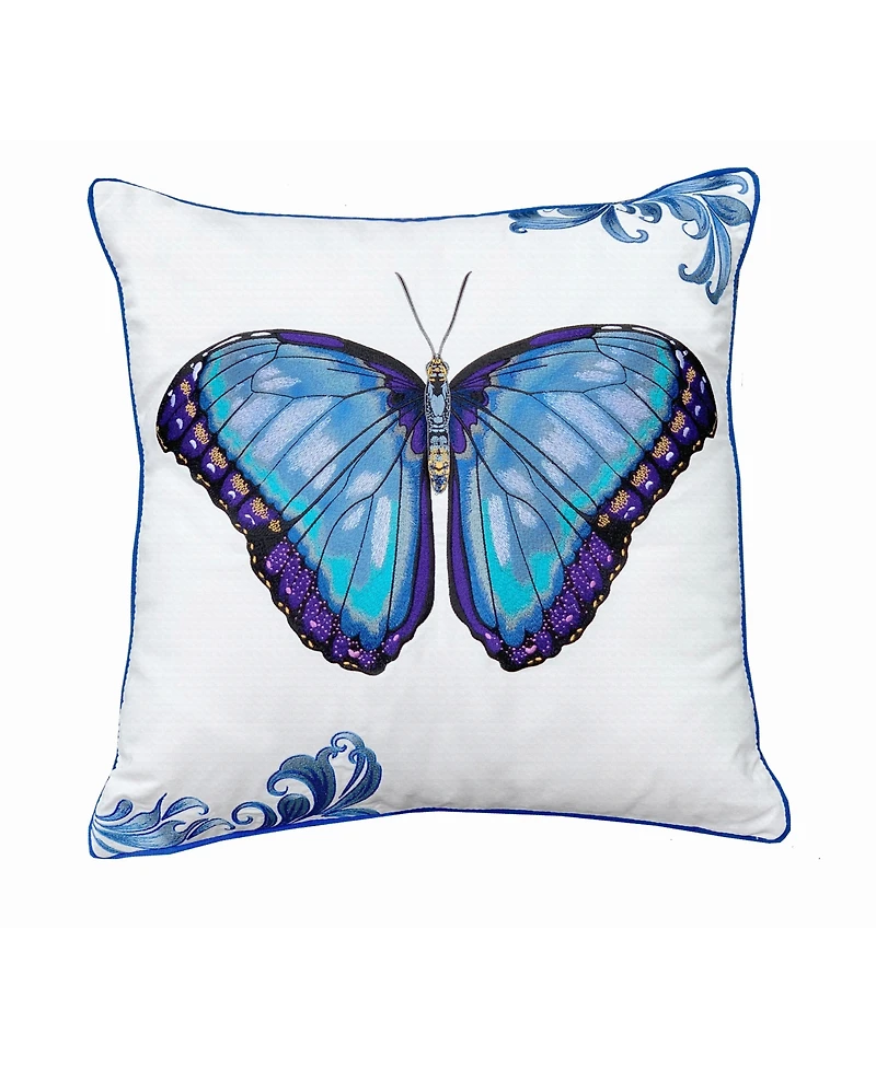 Bold Blue Butterfly Indoor/Outdoor Accent Throw Pillow Decor