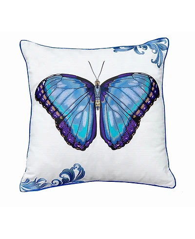 Bold Blue Butterfly Indoor/Outdoor Accent Throw Pillow Decor