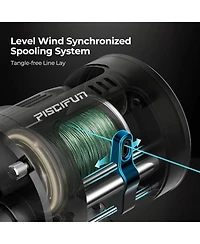 Chaos Pro Baitcasting Fishing Reel, Cnc Machined Aluminum Body Round Catfish Reel, Waterproof Trolling Reel with Level Wind & Magnetic Braking System