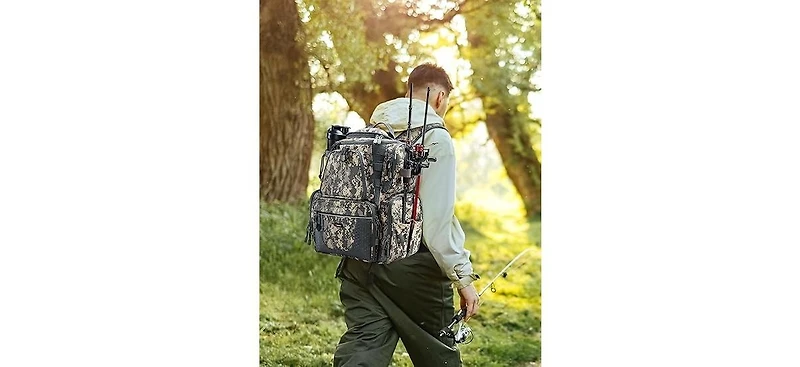 Fishing Tackle Backpack with 4 Trays, Large Outdoor Storage Tackle Bag with Protective Rain Cover for Fishing Gear