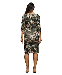 24seven Comfort Apparel Women's Maternity Three Quarter Sleeve Faux Wrap Dress
